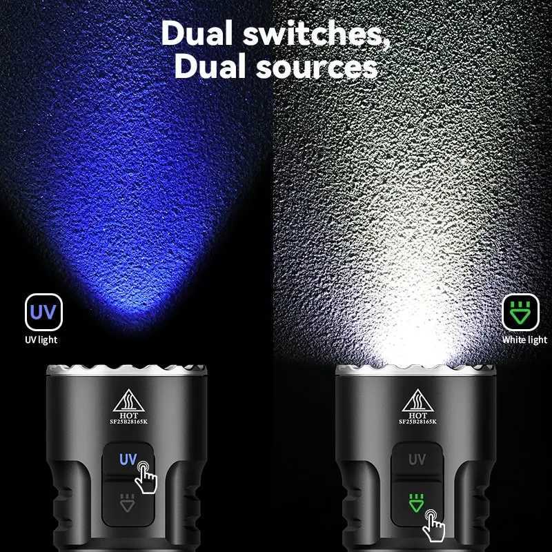 NEW SOFIRN SR23 3300LM Flashlight 6500K UV 365nm EDC Light 21700 USB C Rechargeable Dual Switch Torch with Magnetic TailcapW251106