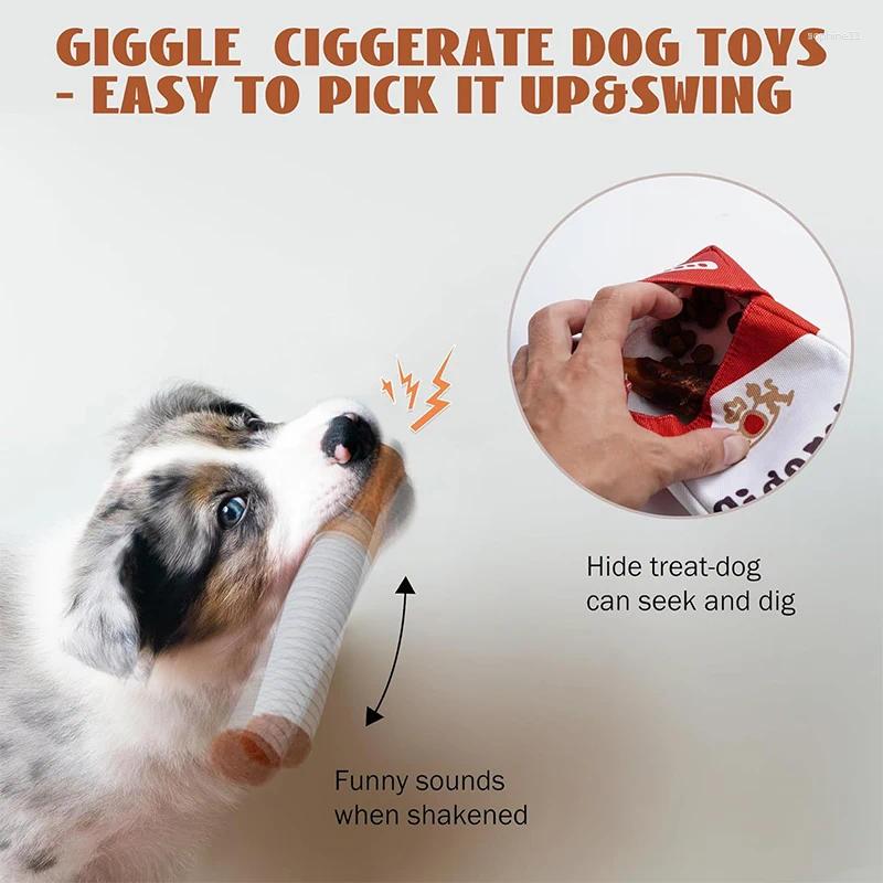 Update Creative Interactive Giggles Dog Toys Funny Plush Chewing Toy With Squeaking Sound Cigaret Box Good Pet Gifts