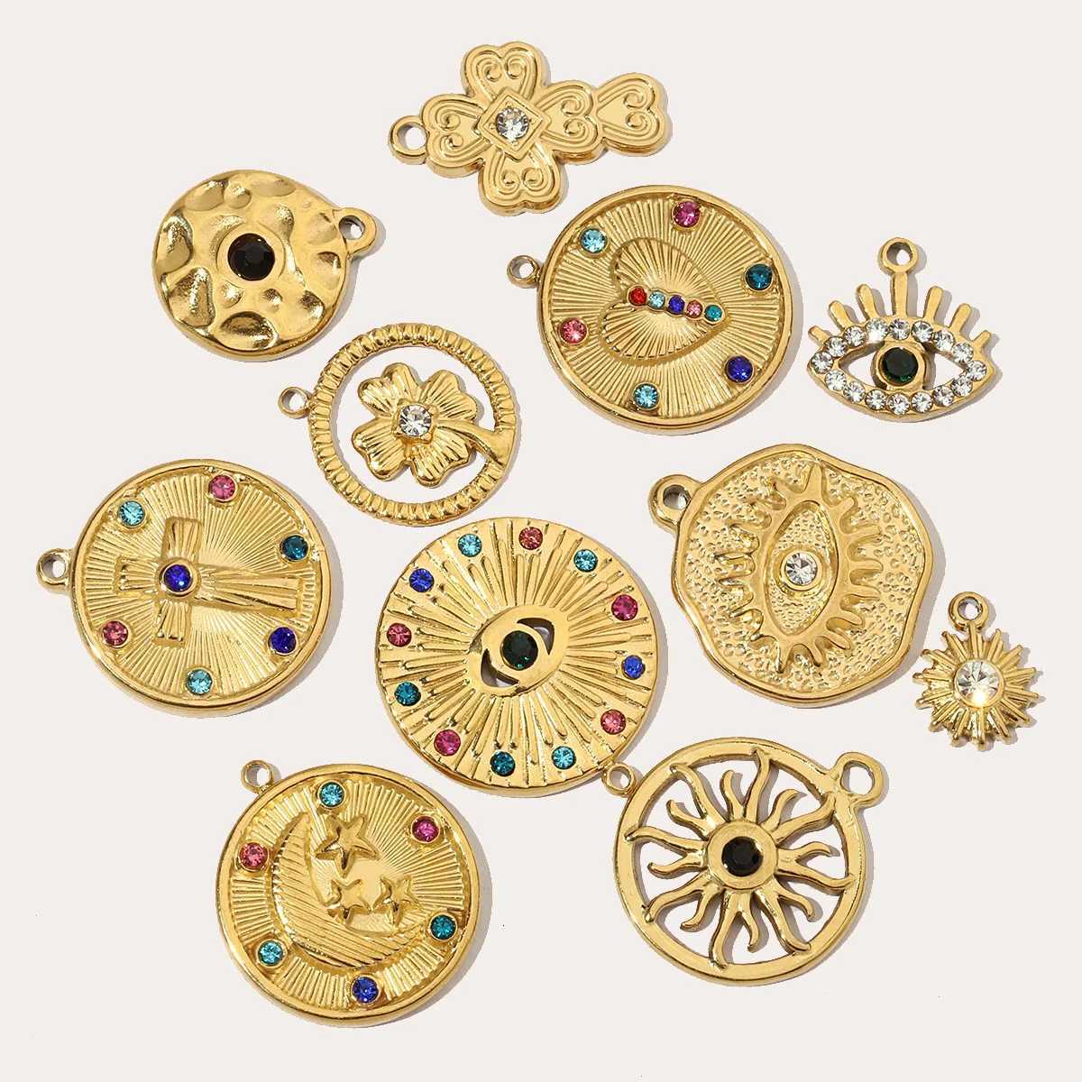 3pcs/Lot Devils Eye Love French Retro Stainless Steel Charms Womens Clover Jewelry Necklace DIY Small Pendant WholesaleXJ251107