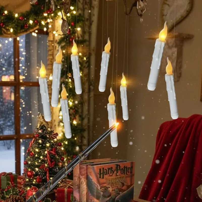 Christmas Floating LED Candle Flameless Remote Control Conical Candle Holiday Scene Decoration Table Decor Festive Lighting W251107