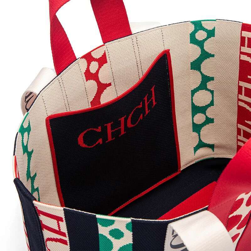 Multi-Colour Design Weaving Craft Ladies Handbag Stripe Decoration Daily Large Capacity Shopping Bag Classic Retro