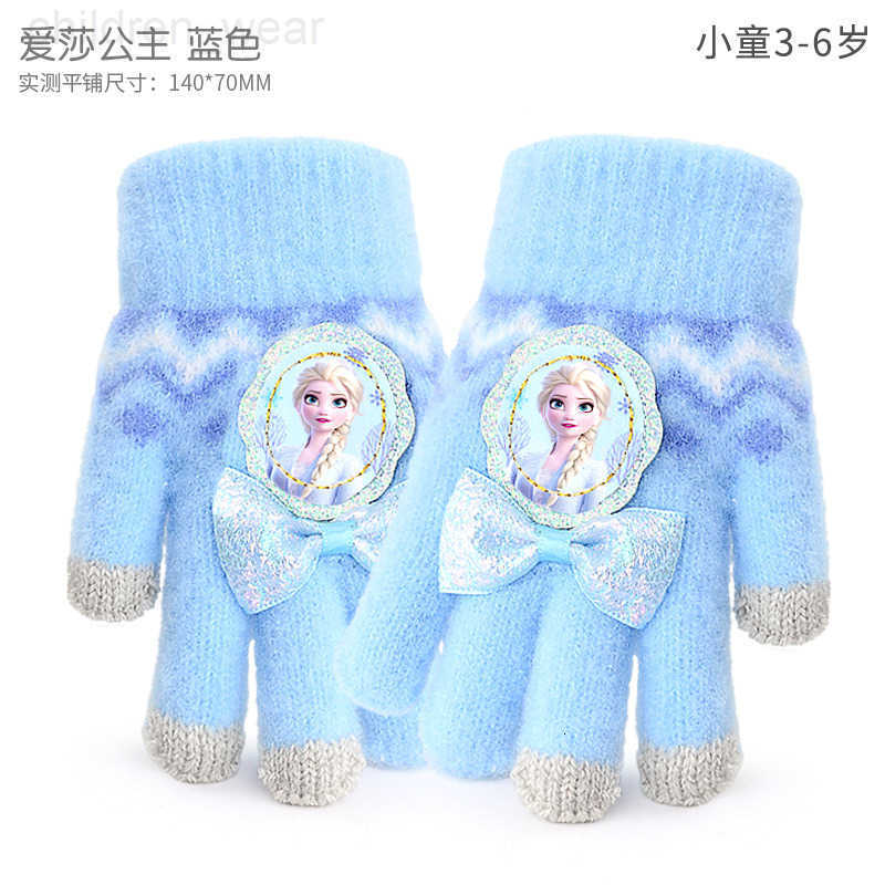 Disney Five-Finger Gloves Winter Girls Toddler Kindergarten Fingered Baby Cute Kids Winter Elsa Princess H251107