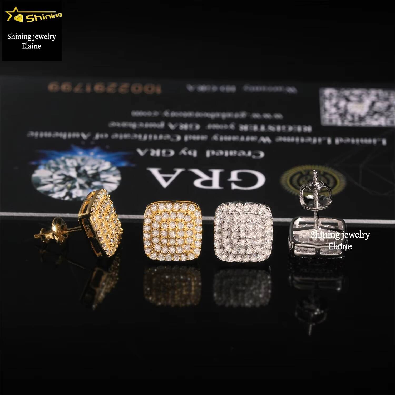 Fashion Hip Hop 10MM Width Sterling Silver 925 Pass Tester Lab Diamond Iced Out D Color VVS Moissanite Fine Jewelry Earrings