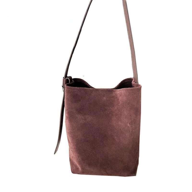 Newest Women Suede Female Frosted Cowhide Split Leather Bucket Shoulder Bag Lady 2Pcs Set Crossbody Messenger Wholesale