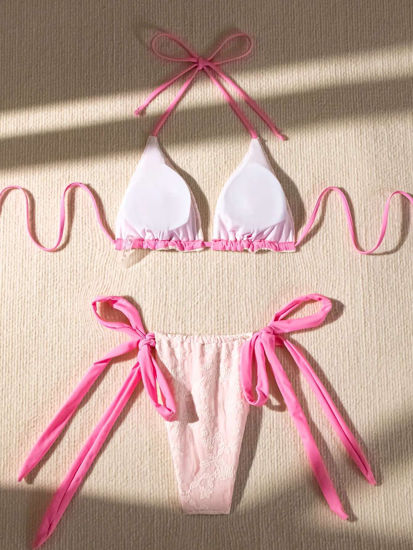 Dongdumaoyi Sexy Pink Bikini Women Lace Patchwork Push Up Micro Swimsuit Bathing Suit Tie Side Thong Swimwear Traje De Ba O
