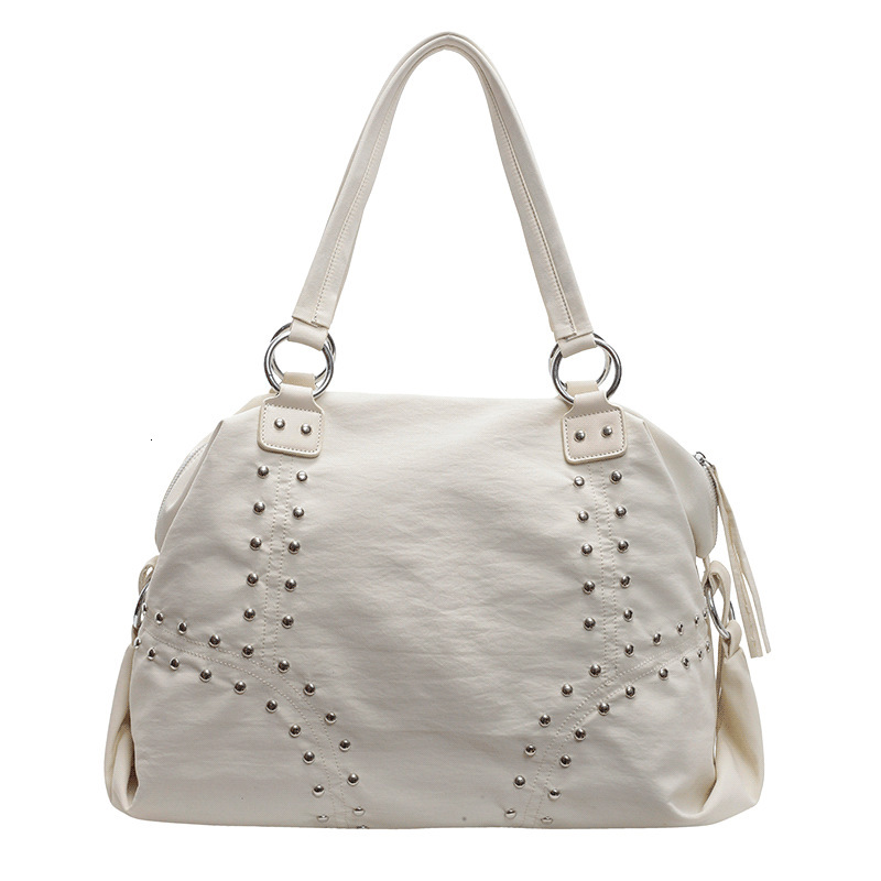 2025S Designer Women S Bag Autumn Popular Soft Cloth Rivet Shoulder Fashionable Large Capacity Tote Bag Casual Versatile Commuting Armpit Bag