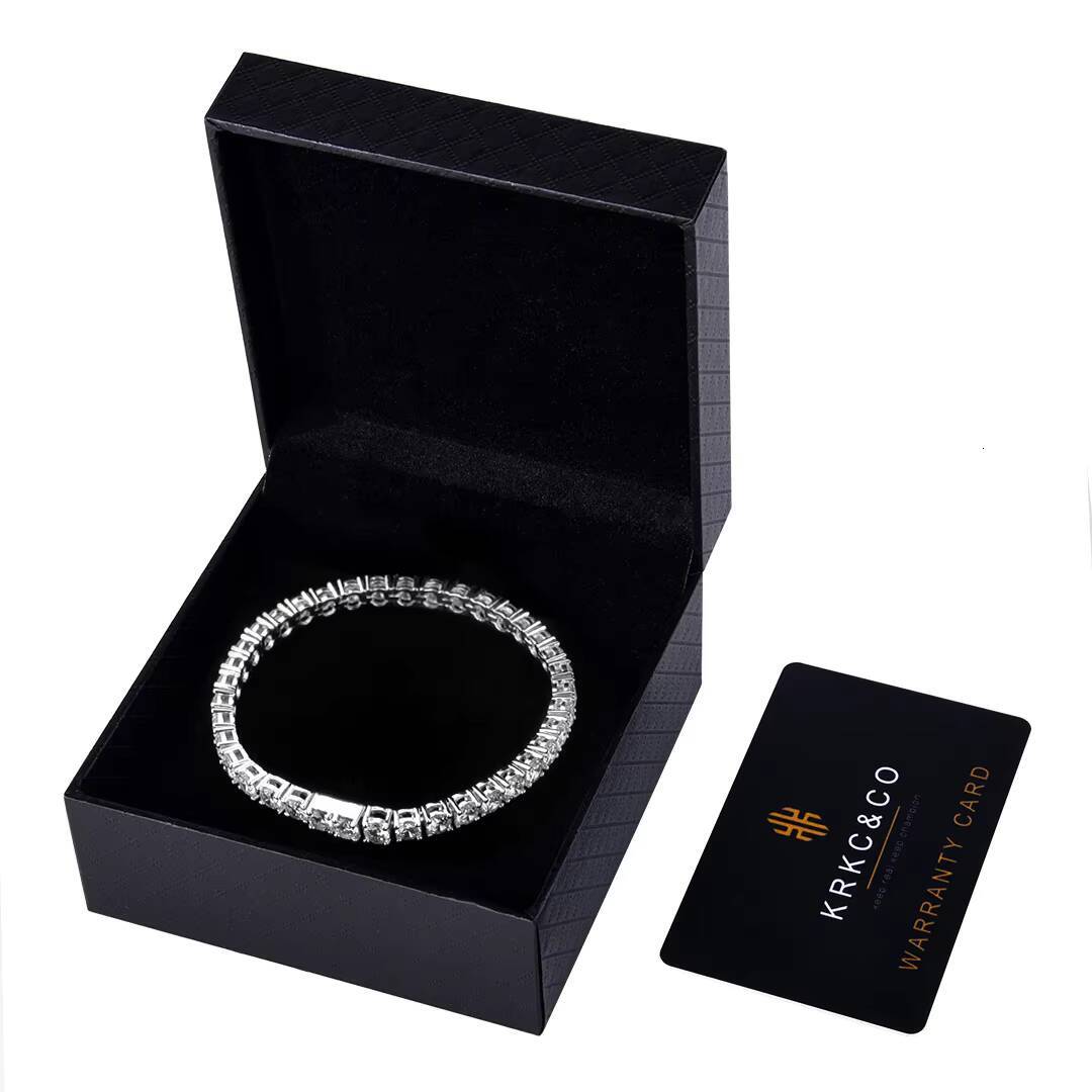 KRKC Drop Shipping 1pcs Service 5mm White Gold Crystal Tennis Bracelet Jewelry Men Women Iced Out CZ Tennis Bracelet