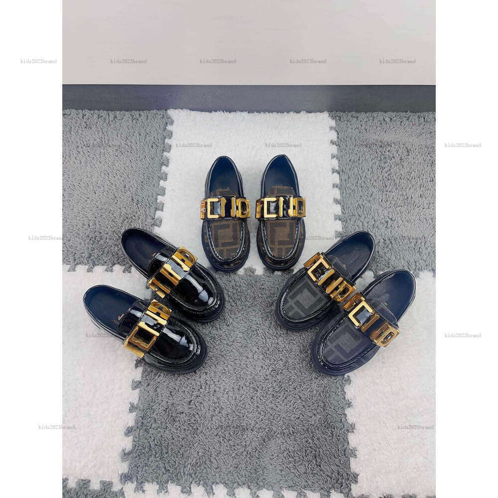 New baby leather shoes designer Letter printing kids shoe Size 26-35 Box packaging Metal decoration boy sneakers A530X15N128-a