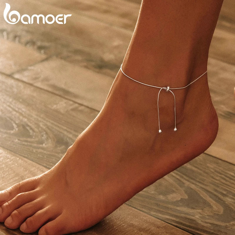 Genuine 925 Sterling Silver Adjustable Snake Charm Anklet for Women Foot Bracelet Jewelry Minimalist Jewelry 30CM SCT016 250403
