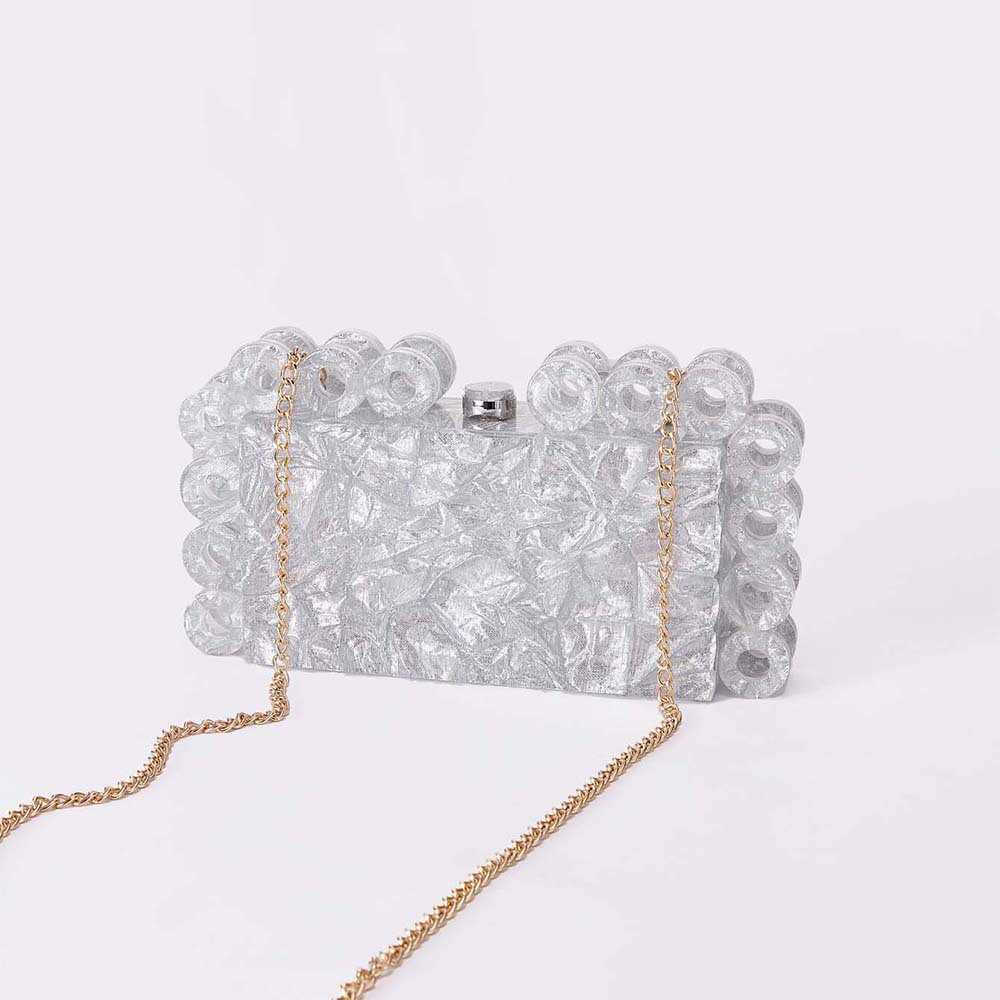 Womens New Fashion Circle Acrylic Dinner Bag Single Shoulder Oblique Cross Banquet Handbag