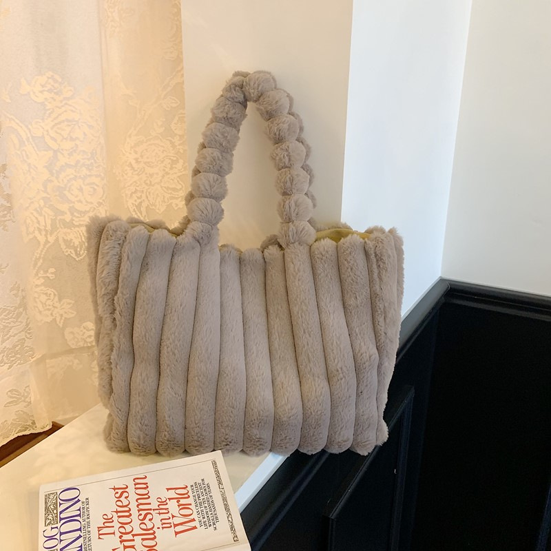 Ins Autumn/Winter New Plush Bag Fashion Versatile Plush Bag Large Capacity Tote Bag Handbag Shoulder Bag Women's Bag
