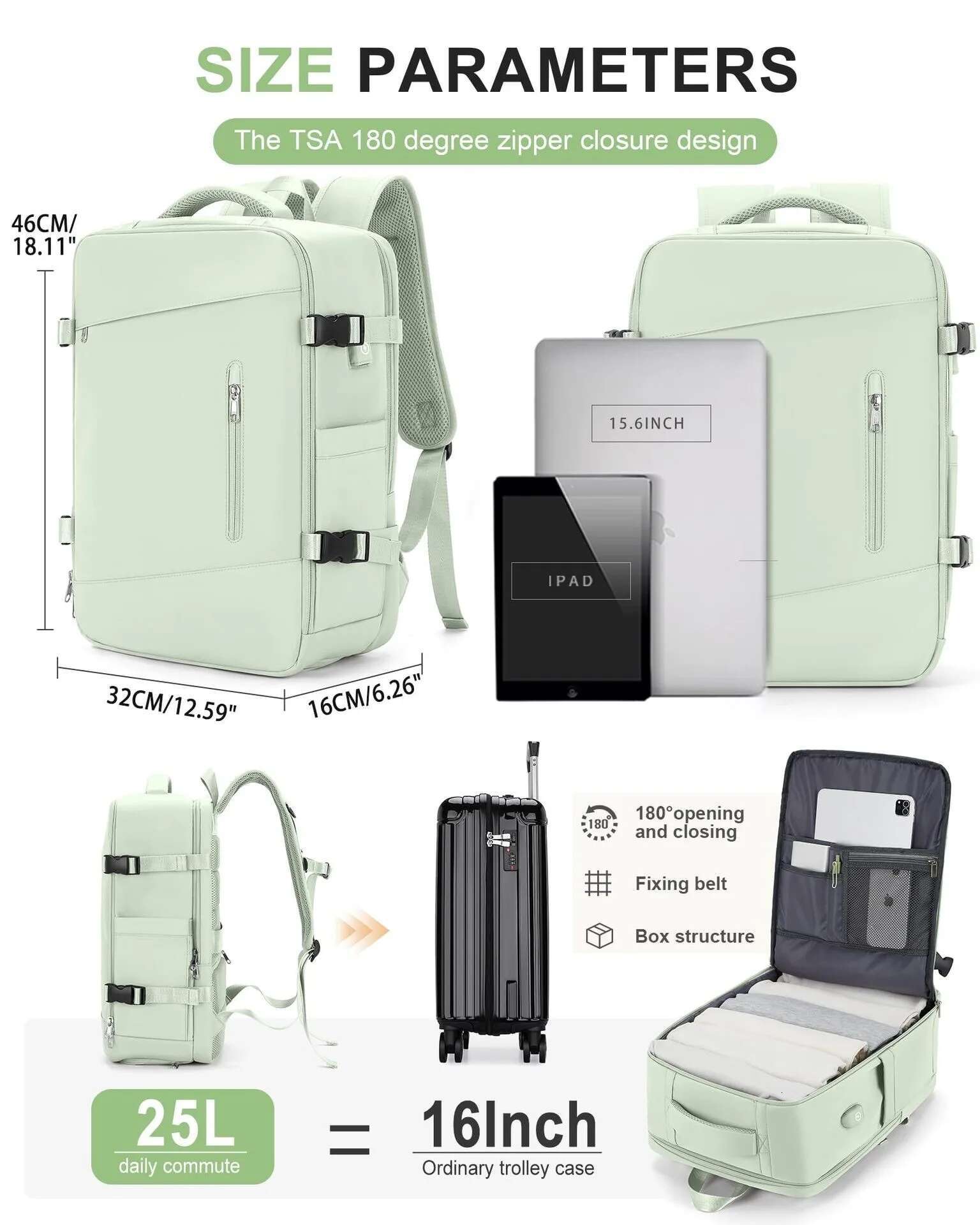 Large Travel Backpack Laptop Bag Women Men Carry On Lage Students Business Trip USB Charge Extendible 40L Weekender Mochila