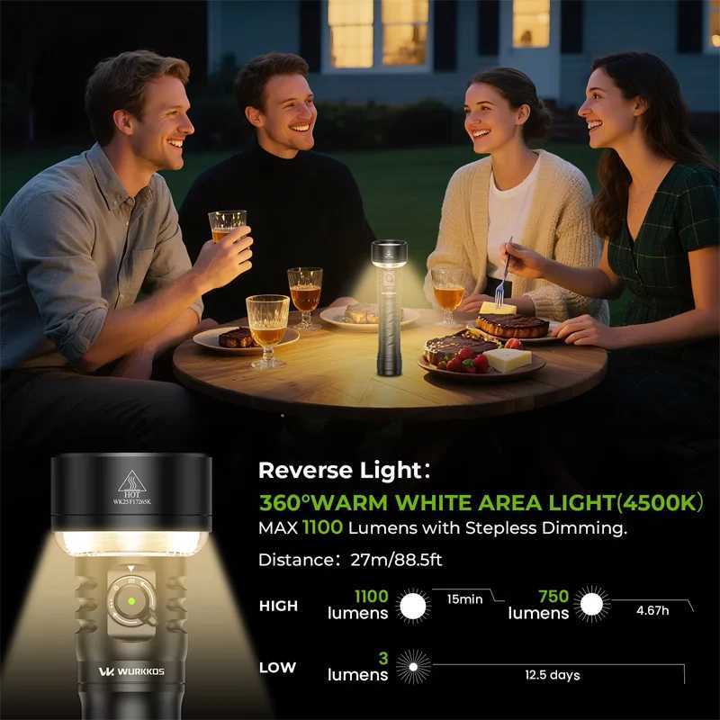 Wurkkos TS27 3200LM Super Bright Flashlight 845M Throw RGB Lighting Linterna Recargable Reverse Charging Power Bank For CampingW251106