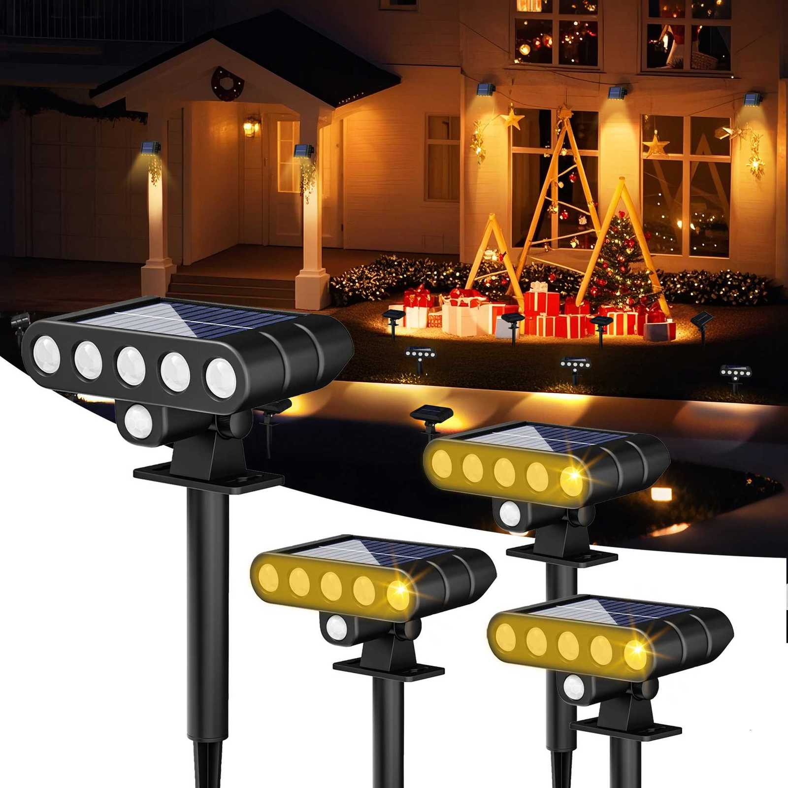 Solar Pathway LED Garden Festival Lights Outdoor Energy-Efficient Semi Flush Mount Lamps for Walkway Driveway Landscape Camping W251107