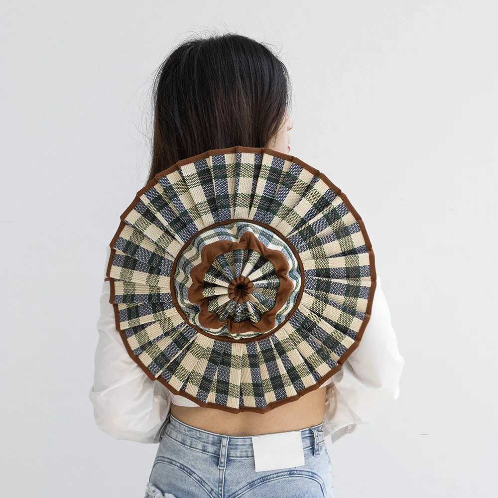 USPOP Fashionable foldable pleated straw hat with large brim waterproof Straw sun hat 2 size available Z250407