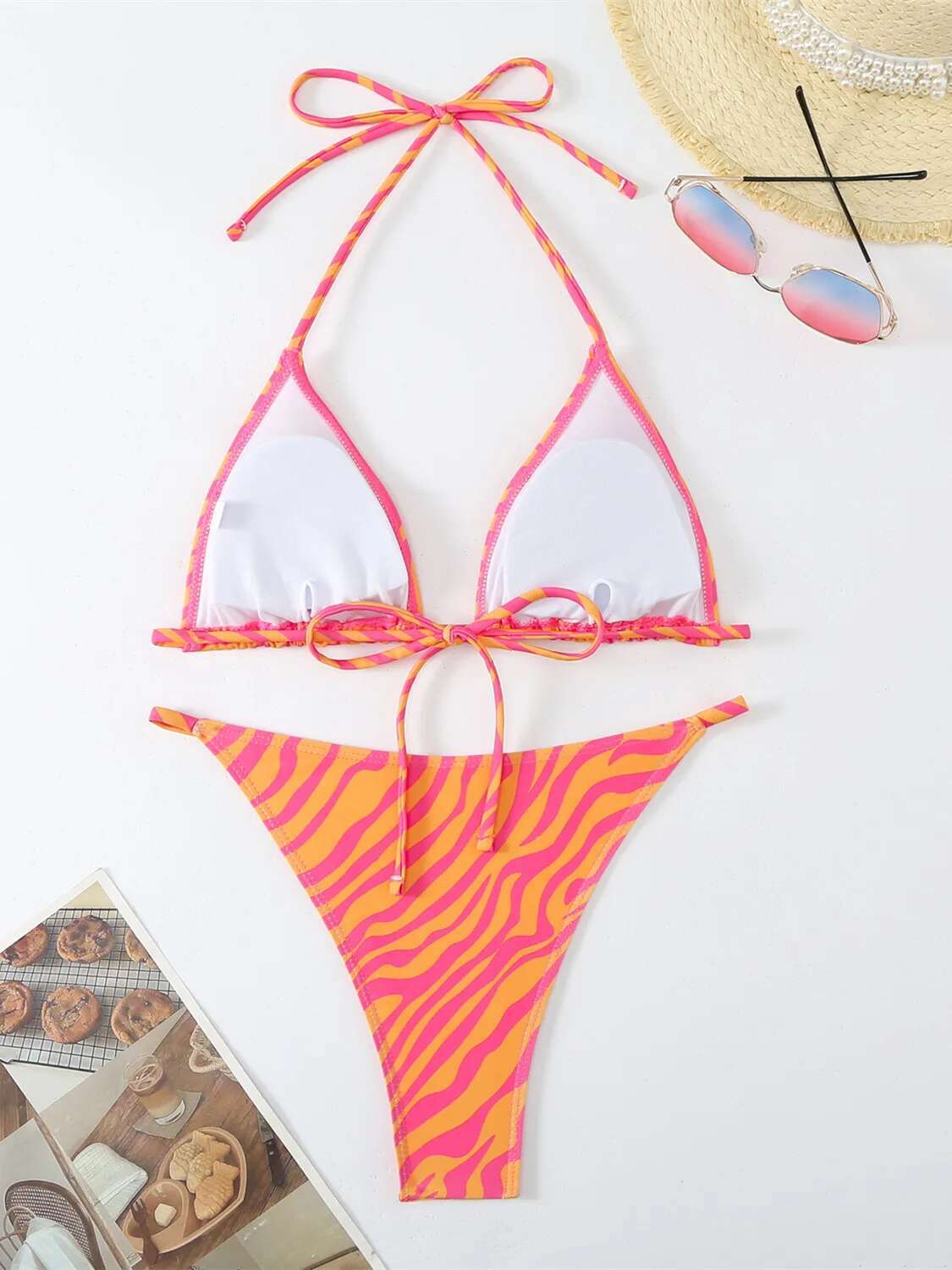 Dongdumaoyi Push Up Sexy Bikinis Swimwear Women Red Floral Print Bikini Set Brazilian Lace Up Bandage Bathing Suit Thong Swimsuit