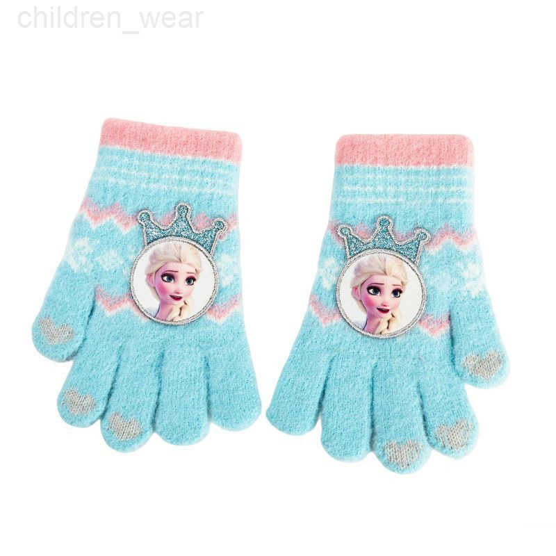 Disney Childrens Gloves Autumn Winter Girls Elsa Five-Finger Gloves Warm Cycling Winter Snow Play H2511071