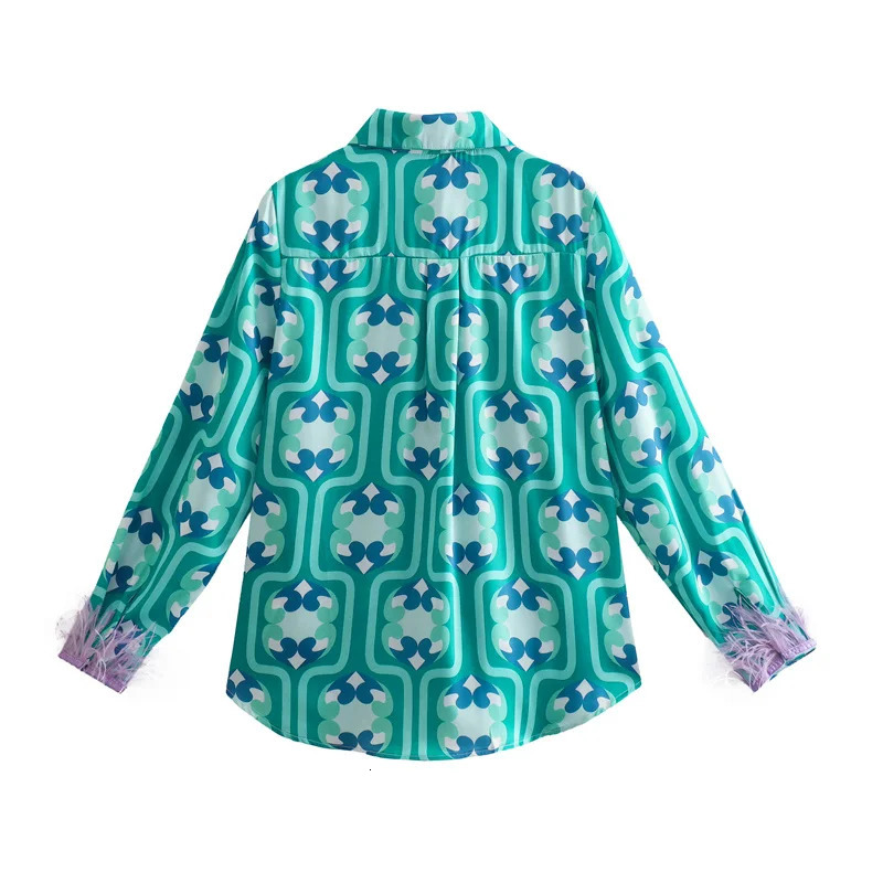 Fashionable printed shirt top suitable for European and American style womens loose wide leg Trouser Street casual suit 250407