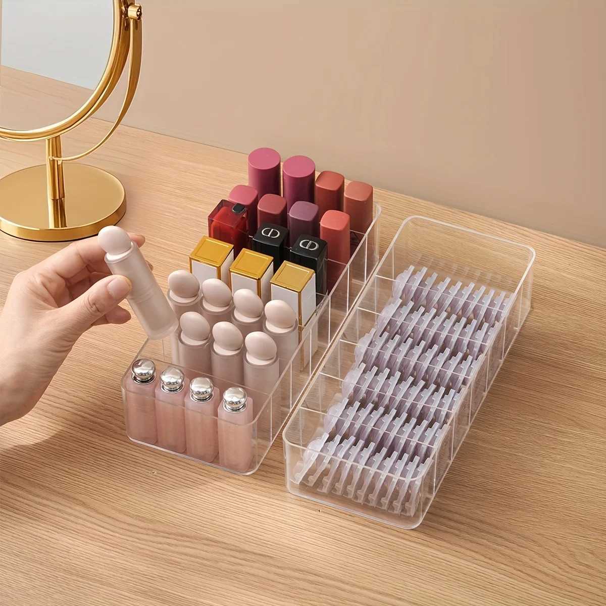 7 Grids Lipstick Organizer Clear Cosmetic Jewelry Box Lipstick Holder Display Rack Acrylic Makeup Organizer Lipstick Storage Box J251115