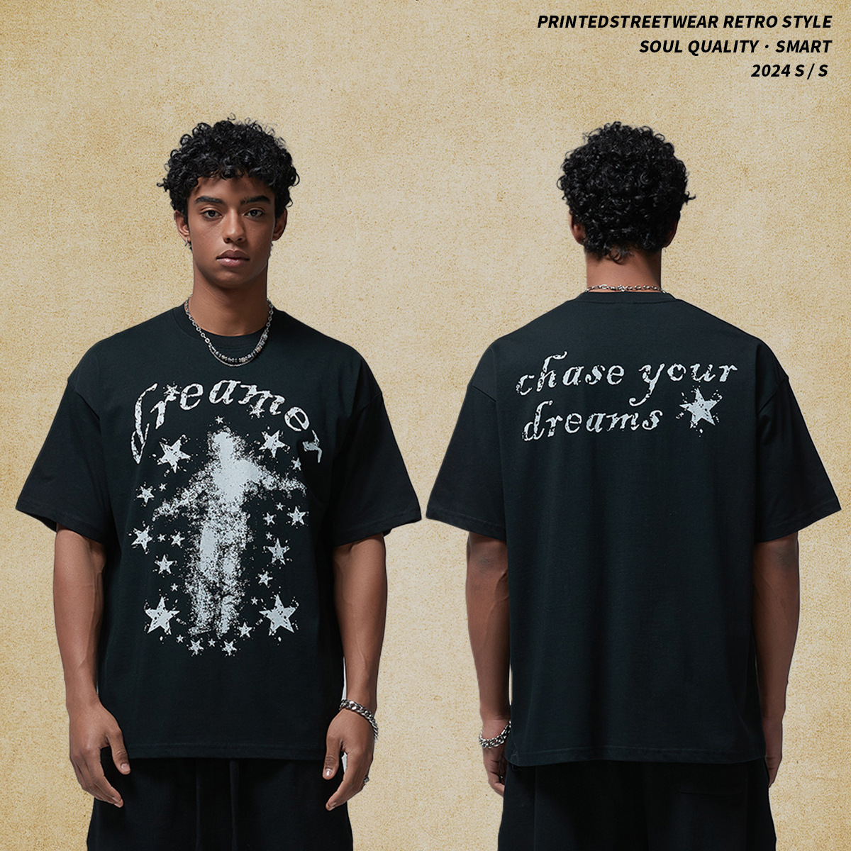 Wear | 2025 Summer Untouched Round Neck Printed Men's Short Sleeve American Trendy Brand Loose Couple T-shirt