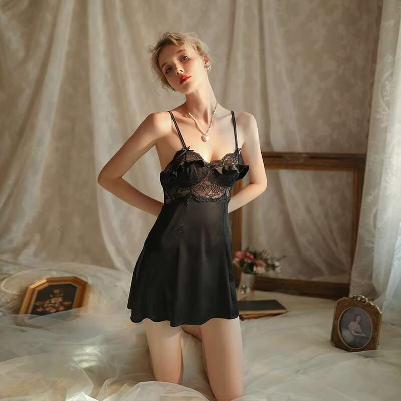 Wholesale Summer Pama Set Pure Desire Style Strap Women's Home Sexy Lace Sleeping Skirt Pamas For Women
