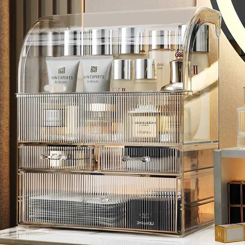 Large Drawer Organizer Makeup Storage Clear Acrylic Box With Perfume Cosmetic Display Capacity Lid Cosmet Storage Box J251115