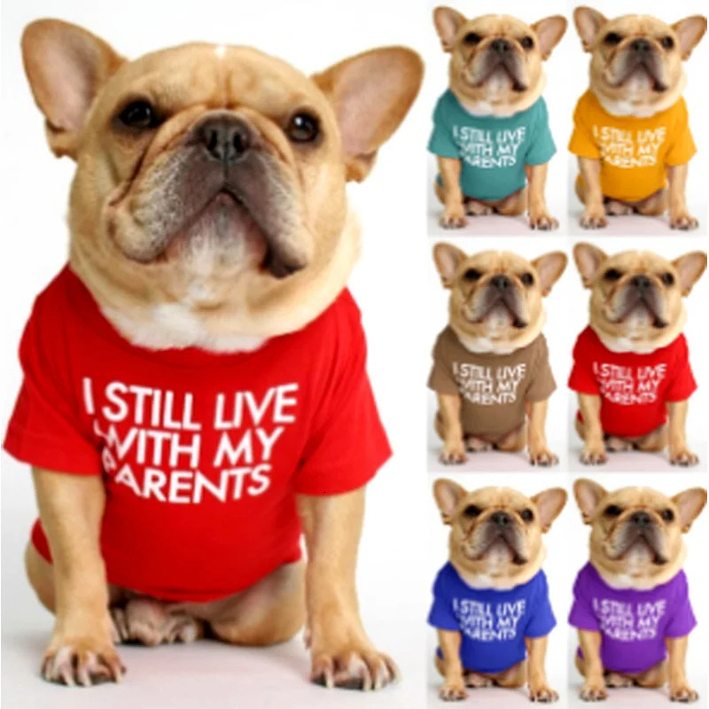 Big Size Letters Printed Summer Dog T-shirt Pure Cotton Dog Clothes For French Bulldog Soft Breathable Pet Costume Fashion 250407