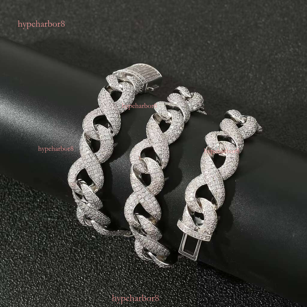 New 15mm Hip Hop Iced Sandstone Stainless Steel Seasonal Sier Cuban Men's Chain