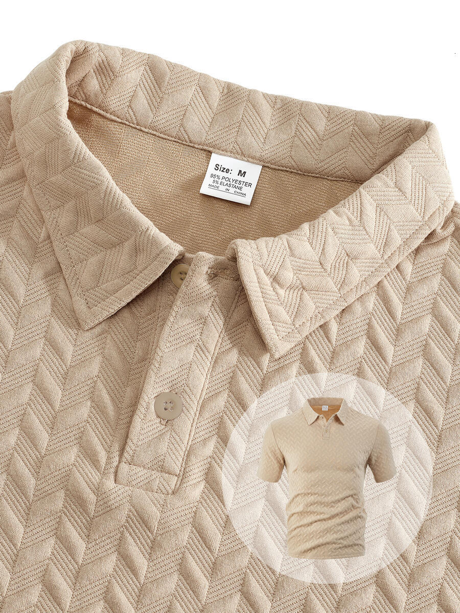 Men's summer thin breathable sweat loose casual solid color jacquard fabric men's short sleeve polo shirt m097