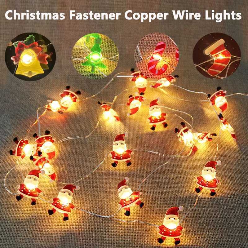 Led Copper Wire Lights Christmas Fastener Copper Wire Lights Santa Claus Snowman Elk Holiday Decoration Waterproof String Lights W251107