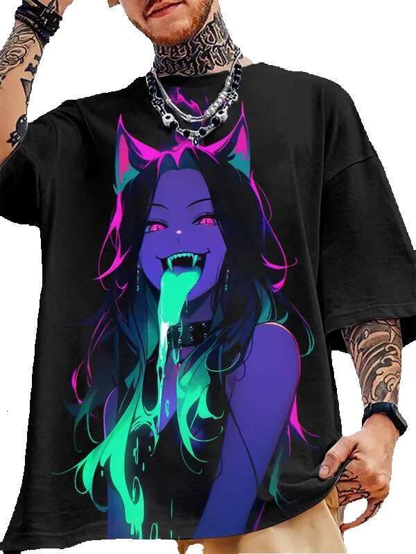 Rick 3D animated printed short sleeved street T-shirt, fashionable top, men's clothing