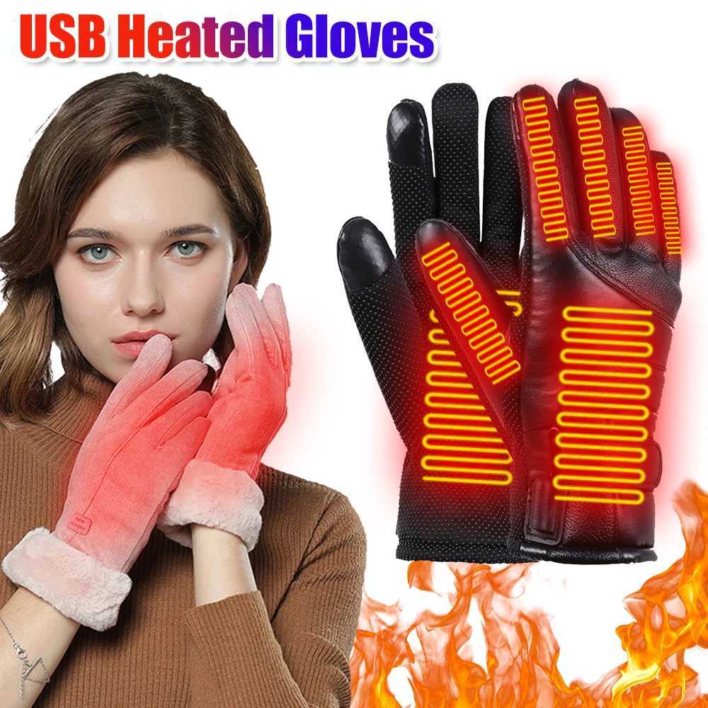 Electric Heating Gloves Men Women USB plug-in Electric Heated Gloves Winter Skiing Snowboarding Can Touch Screen Snow Gloves K251106