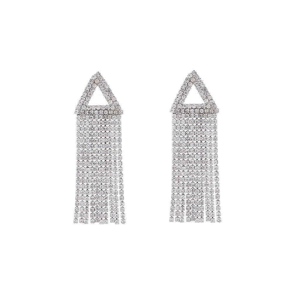Hot selg tassel full dias, triangular sparkg rhies, trendy earrings with inlaid dias