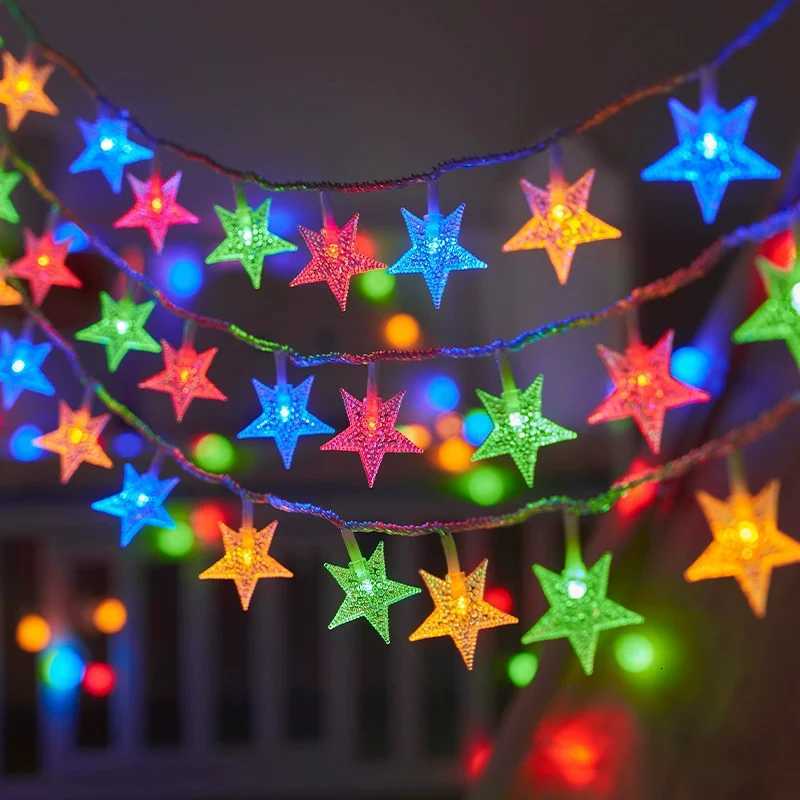 Battery Power Festoon Star Fairy String Lights Christmas Wedding Room Decoration Camping Outdoor Party Atmosphere Garland Lamp W251107
