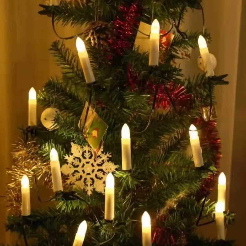 Christmas LED Window Candle Flameless Taper Christmas Candle String Light with Clips for Home Party Xmas Trees Decor W251107