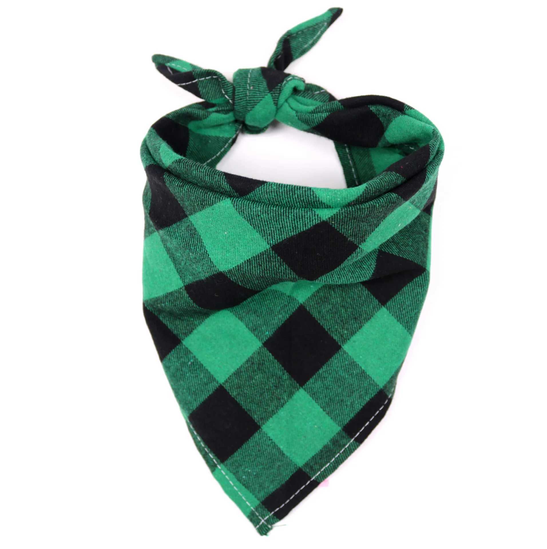 High Quality Classic red and black checkered pet dog bandage Kerchief pet dog accessories pet collar scarf Saliva dog towel T250407