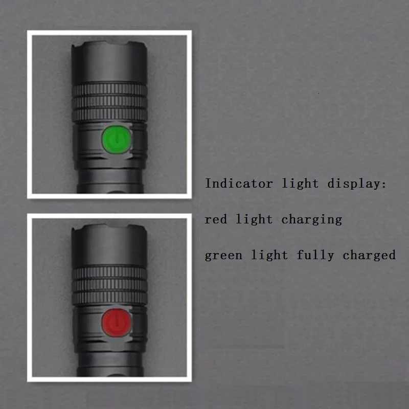 S11 Zoomable USB C Rechargeable 18650 LED Flashlight XPL 1200lm with Power Indicator and Magnet TailW251106