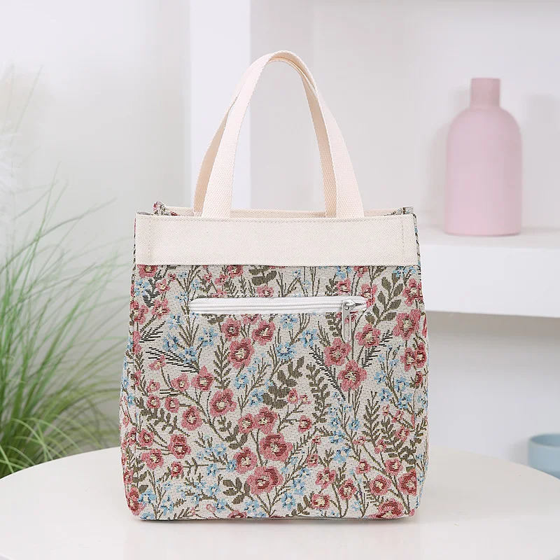 knitted jacquard fabric large capacity handbag dedicated to carrying lunch box bags and mothers daily storage 250401