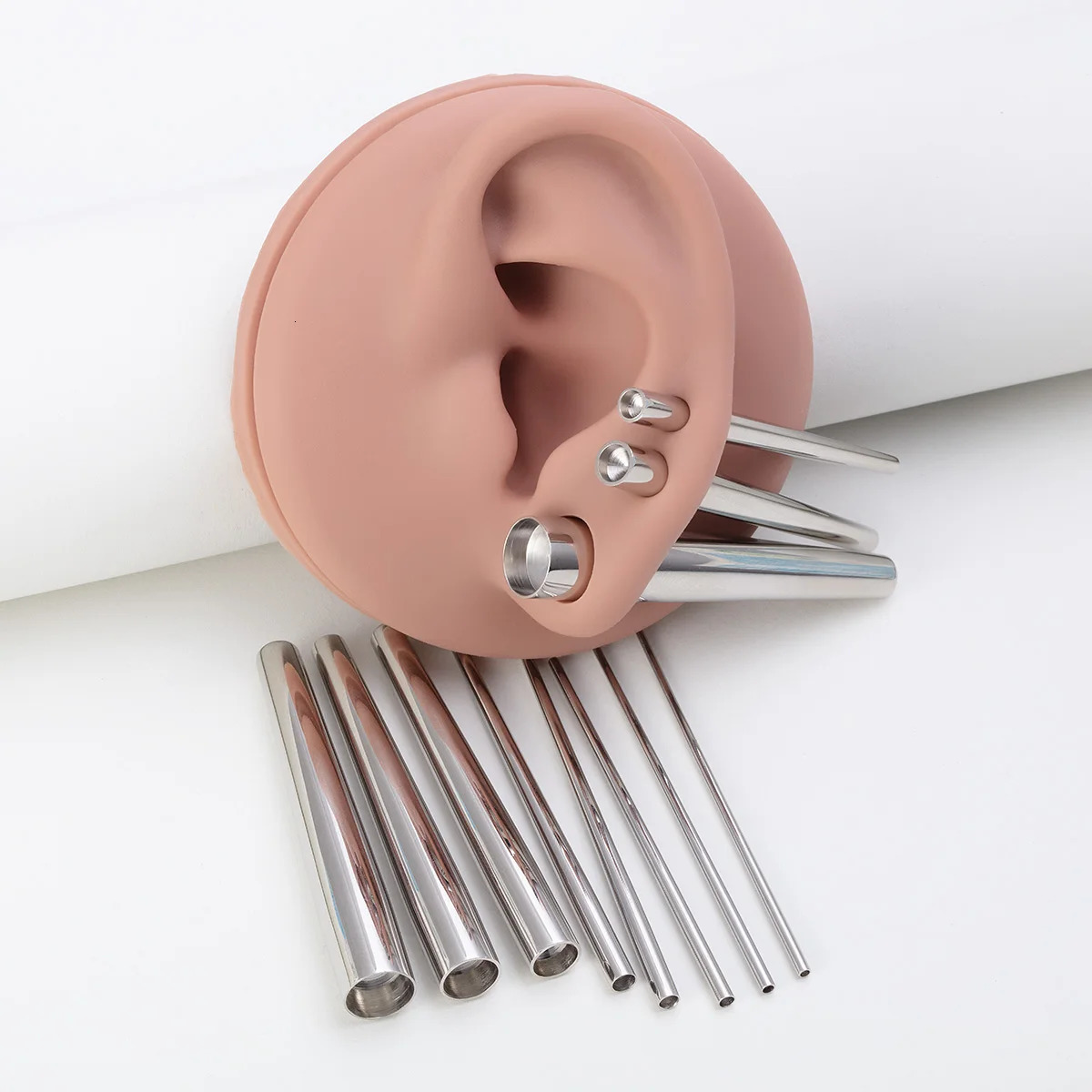 12PCS 1.2-9mm Steel Concave Taper Expander Stretching Kit Concave Ear Taper Professional Insertion Pin Piercing Jewelry 250403