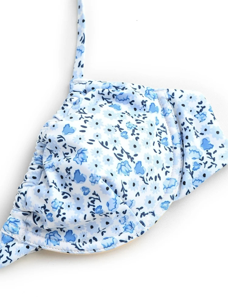 womens push up swimsuit shoulder strap Ditsy floral Loingloth Tanga bikini underwear top bottom 250322