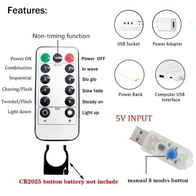 Christmas Home Decoration 3/4/6M Festoon LED Curtain Lights Fairy Garland on The Window USB 8 Modes Light String Wedding Party W251107