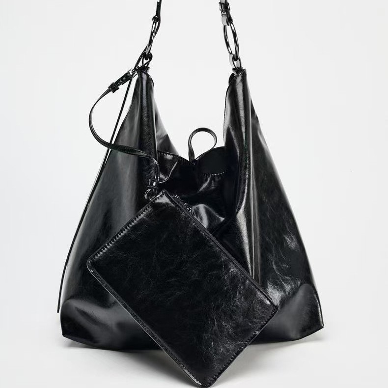 Oversize Satin Tote Bags for Women Soft Silk Shoulder Bag Black Handbags Large Shopper Purses Women Bag 240902