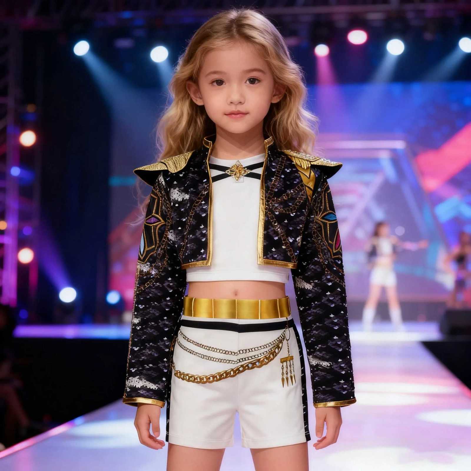 Childrens Kpop Demon Hunter Rumi Cosplay Costume Anime Girls Golden Black Role Play Outfit Stage Performance Halloween Sets W251107