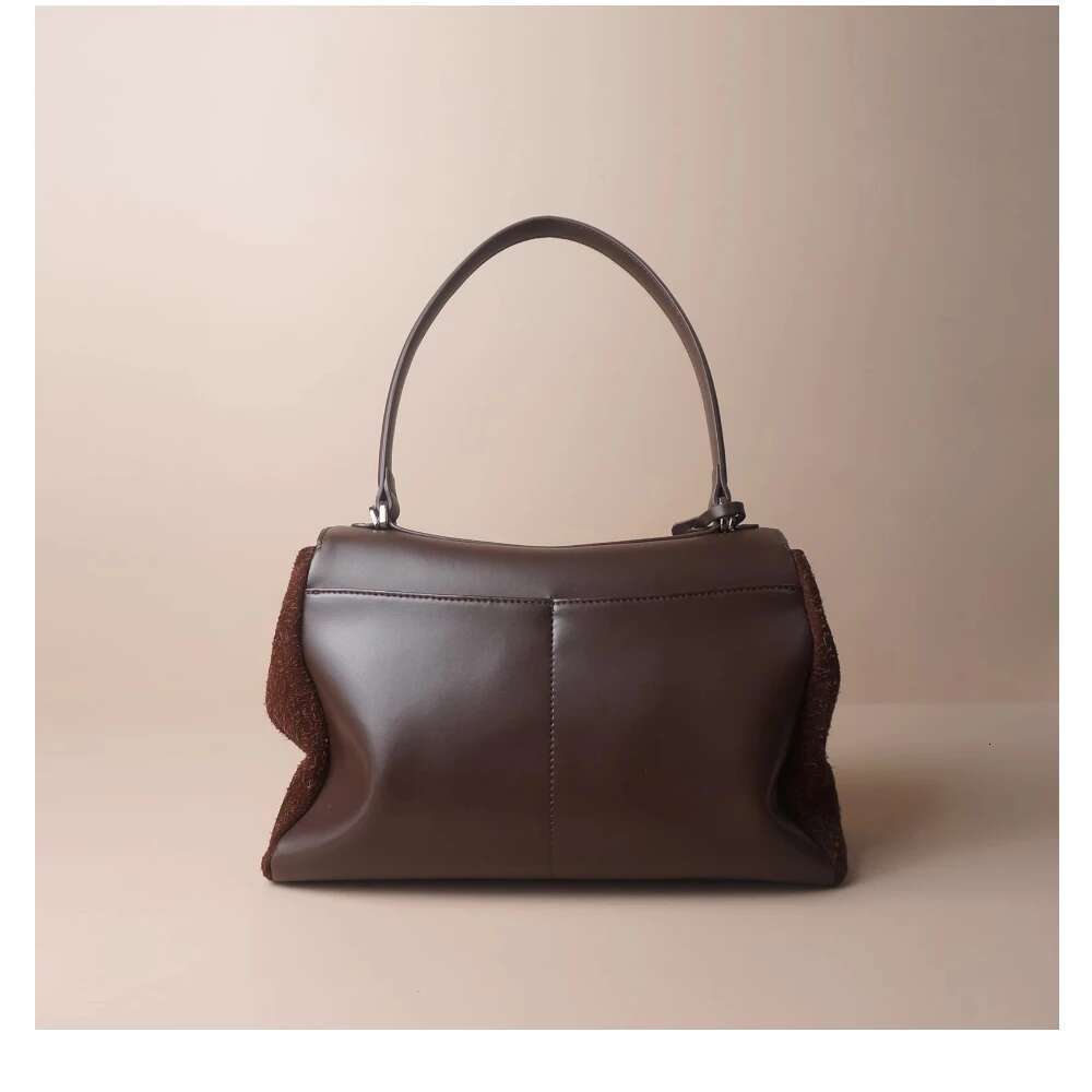 Vintage Snowflake Veet Suede Leather Tote Green Coffee Color Women Handbag Extremely Romantic Imagery In Winter Shoulder Bag