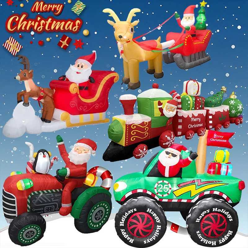 Outdoor Christmas Decorations Inflatable Toys Model Santa Vehicles Built-in LEDs Party New Year Ornament Xmas Garden Decor Props W251107
