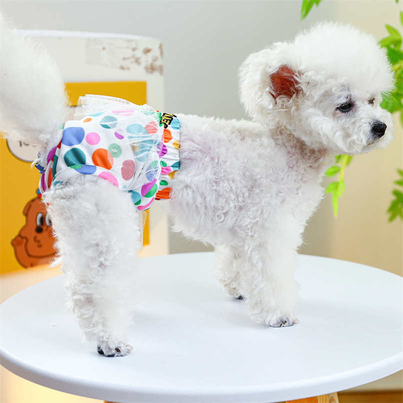 Cute Pet Dog Physiological Pants, Leopard Lace Skirt Diaper Pants For Teddy, Small Dogs Sanitary Shorts