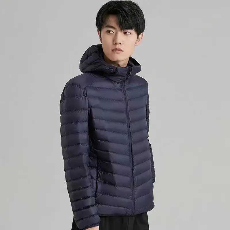 Mens 2024 New 90 White Duck Down Super Light Down Jacket Mens Lightweight Thermal Coat Hooded Feather CoatT251107