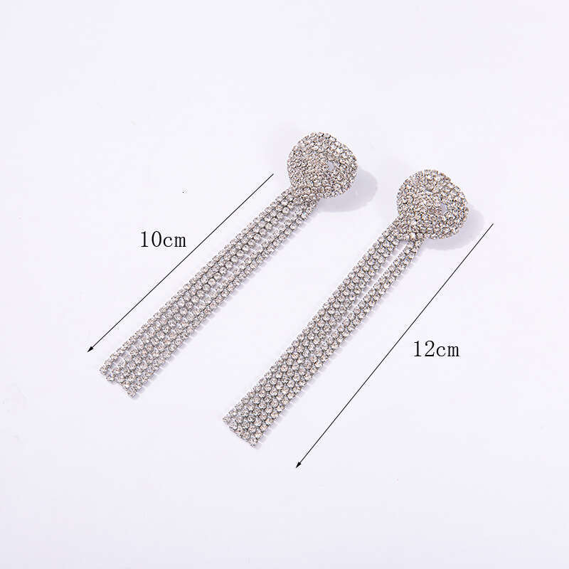 2021 exaggerated tassel studded dia fashionable rhie atmospheric heart-shaped earrings accessories