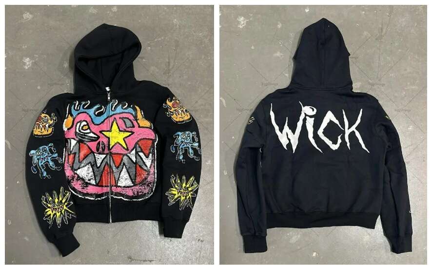 Cartoon print Y2K unisex loose pullover hoodie