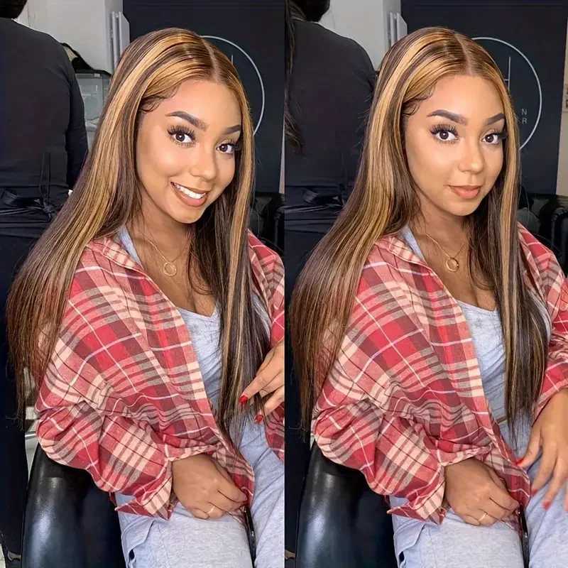 Highlight 427 Straight Hair Wigs 13x6 Transparent Lace Front Human Hair Wigs Ombre Bone Straight Lace Frontal Wigs 250 Density W251107